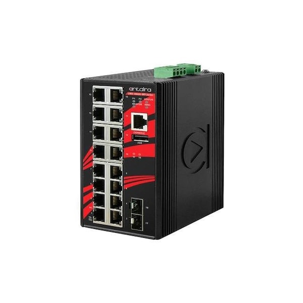 18-Port Industrial Gigabit Light Layer 3 Managed Ethernet Switch, w/16-10/100/1000Tx Ports + 2-100/1